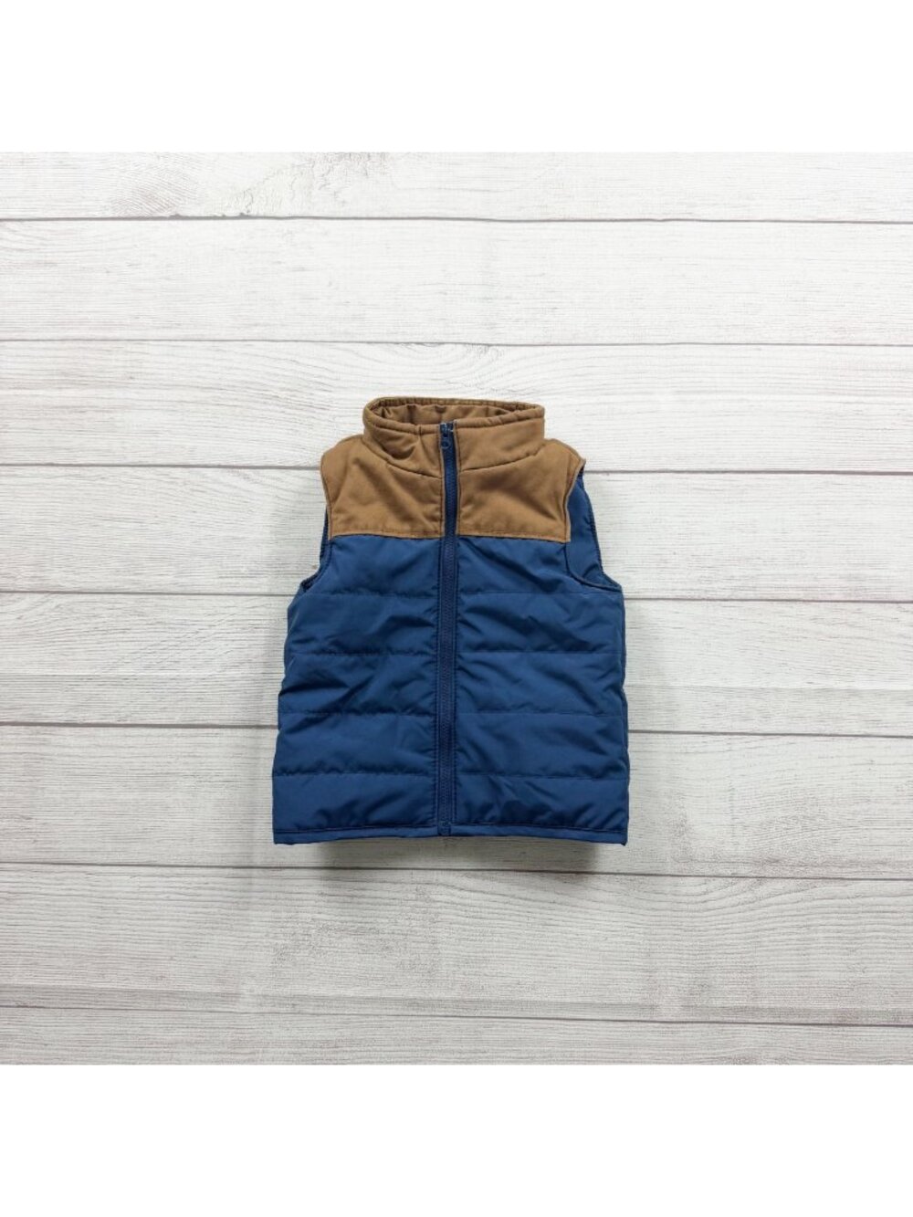 Just One You Carter's Blue Brown Puffer Vest Toddler Gilet Outerwear 12-18 Month